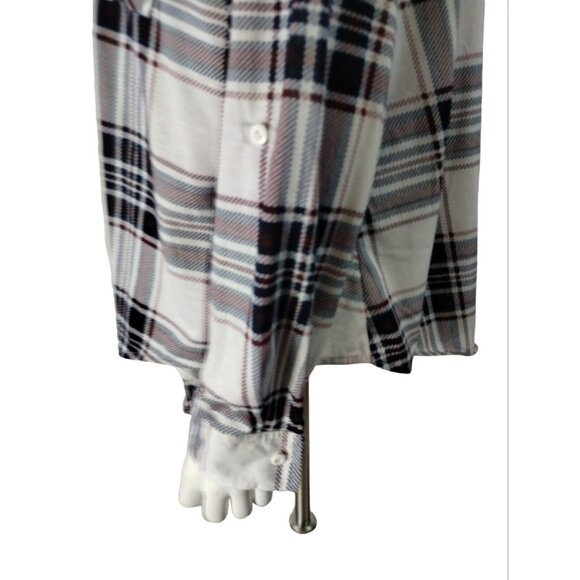 Justify Womens 2X Collared Red Blue Plaid Casual Button Up Shirt with Ties - Picture 11 of 12